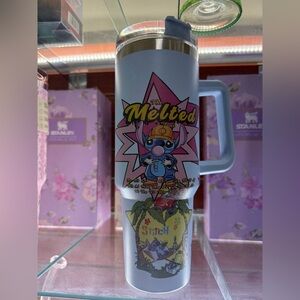 Stitch The Melted Cartoon Travel Tumbler - Light Blue